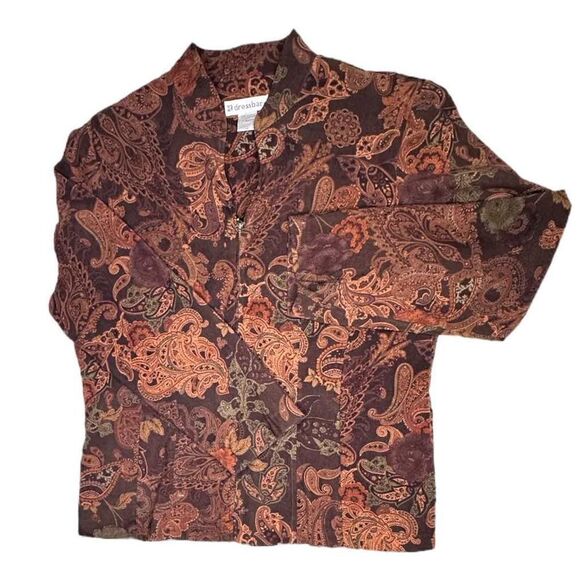 Dressbarn Paisley Mandarin Collar Zip Front Jacket - Size L - Picture 8 of 8